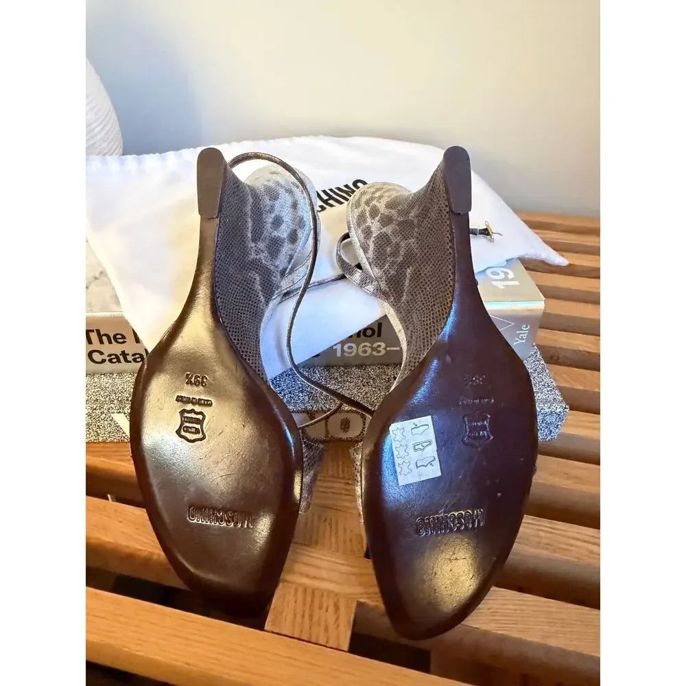 Vintage Moschino Snakeskin Wedge Sandals Made in Italy Size 39.5